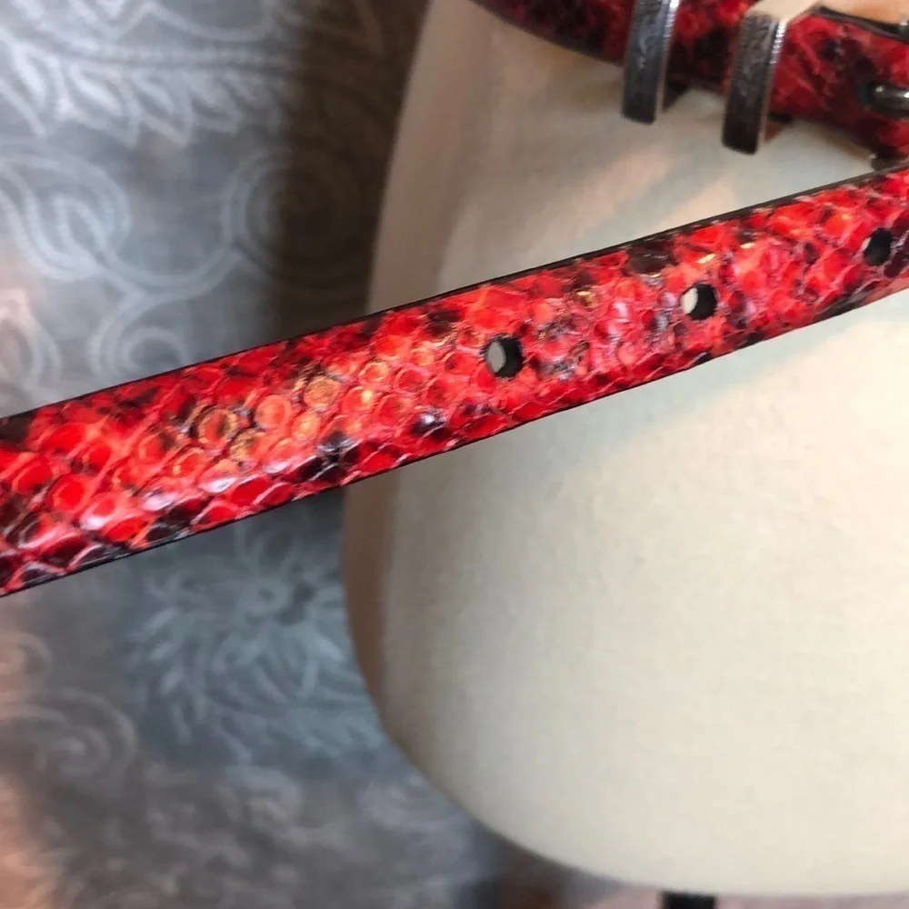 Brighton Classic Red & Black Snake Print Belt M
